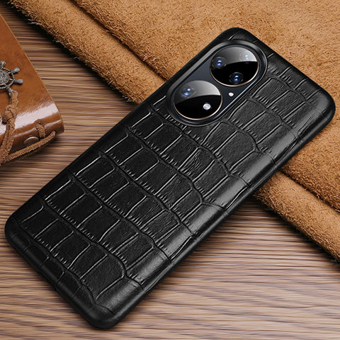 Coque Luxe Cuir Housse Etui ST3 pour Huawei P50 Pro Noir