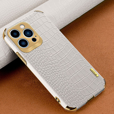 Coque Luxe Cuir Housse Etui XD1 pour Apple iPhone 16 Pro Max Blanc