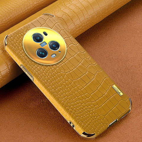 Coque Luxe Cuir Housse Etui XD1 pour Huawei Honor Magic5 Pro 5G Jaune