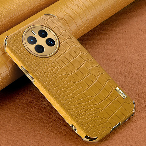 Coque Luxe Cuir Housse Etui XD1 pour Huawei Mate 50 Jaune