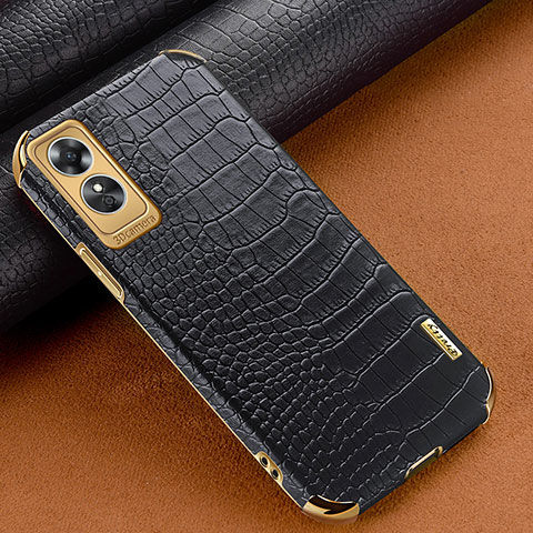 Coque Luxe Cuir Housse Etui XD1 pour Oppo A17 Noir