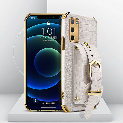 Coque Luxe Cuir Housse Etui XD1 pour Oppo A55 5G Blanc