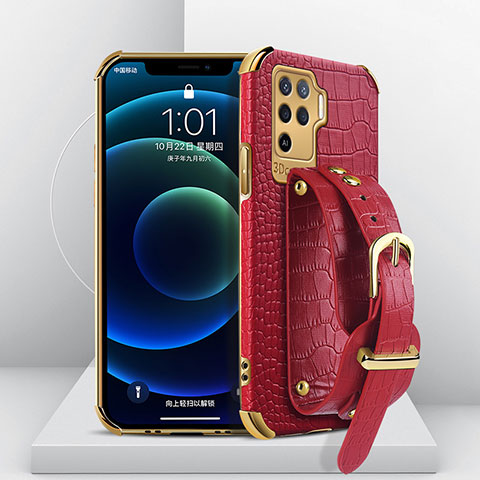 Coque Luxe Cuir Housse Etui XD1 pour Oppo A94 4G Rouge