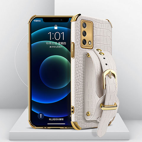 Coque Luxe Cuir Housse Etui XD1 pour Oppo F19 Blanc