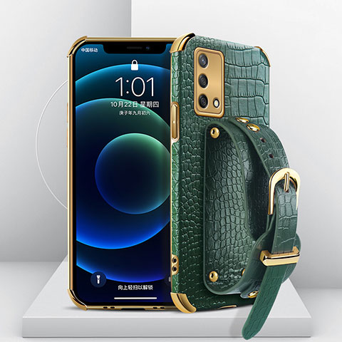 Coque Luxe Cuir Housse Etui XD1 pour Oppo F19 Vert