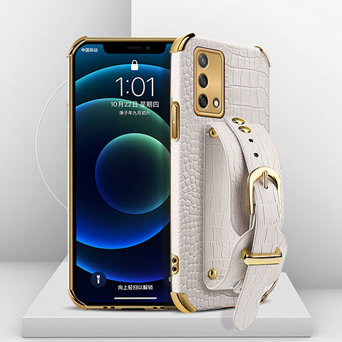 Coque Luxe Cuir Housse Etui XD1 pour Oppo F19s Blanc