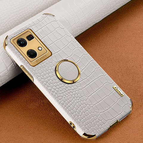 Coque Luxe Cuir Housse Etui XD1 pour Oppo F21 Pro 4G Blanc