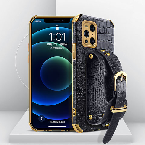 Coque Luxe Cuir Housse Etui XD1 pour Oppo Find X3 5G Noir