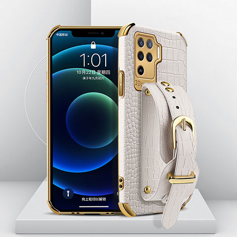 Coque Luxe Cuir Housse Etui XD1 pour Oppo Reno5 F Blanc