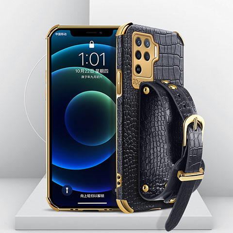 Coque Luxe Cuir Housse Etui XD1 pour Oppo Reno5 F Noir