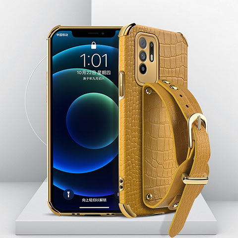 Coque Luxe Cuir Housse Etui XD1 pour Oppo Reno5 Z 5G Jaune