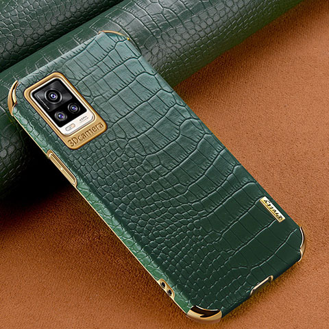 Coque Luxe Cuir Housse Etui XD1 pour Vivo V20 (2021) Vert