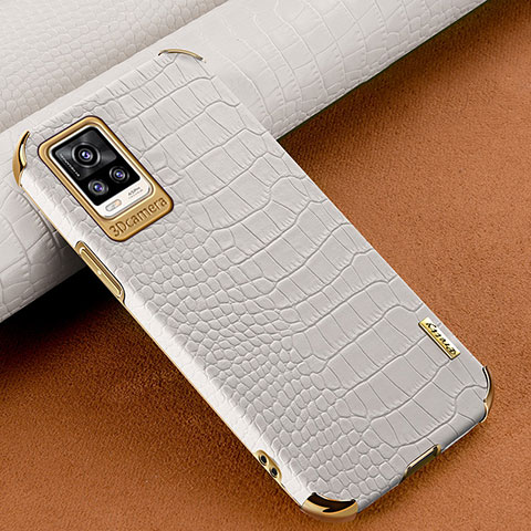 Coque Luxe Cuir Housse Etui XD1 pour Vivo V20 Blanc