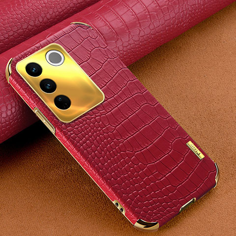 Coque Luxe Cuir Housse Etui XD1 pour Vivo V27 5G Rouge