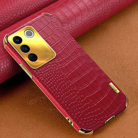 Coque Luxe Cuir Housse Etui XD1 pour Vivo V27e 5G Rouge