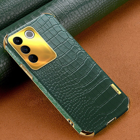 Coque Luxe Cuir Housse Etui XD1 pour Vivo V27e 5G Vert