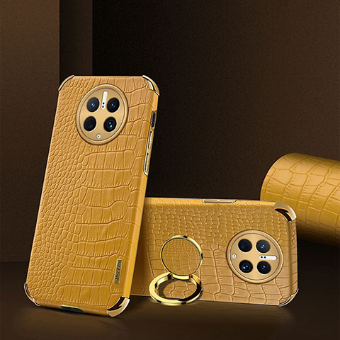 Coque Luxe Cuir Housse Etui XD2 pour Huawei Mate 50 Pro Jaune