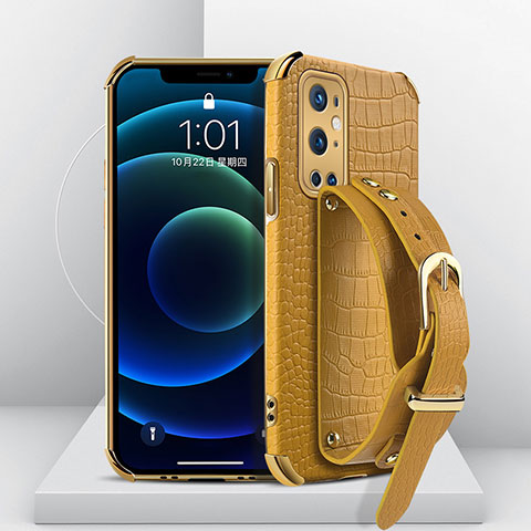 Coque Luxe Cuir Housse Etui XD2 pour OnePlus 9 Pro 5G Jaune