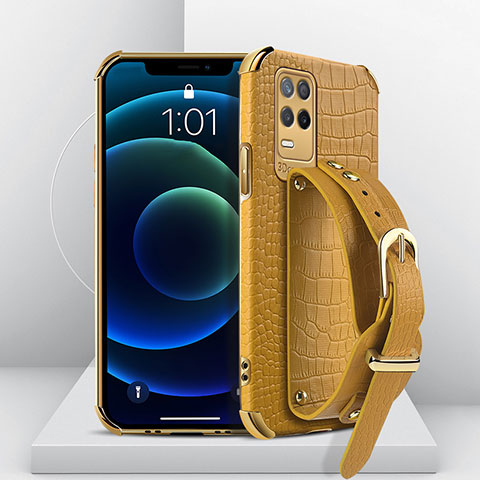 Coque Luxe Cuir Housse Etui XD2 pour Realme 8 4G Jaune