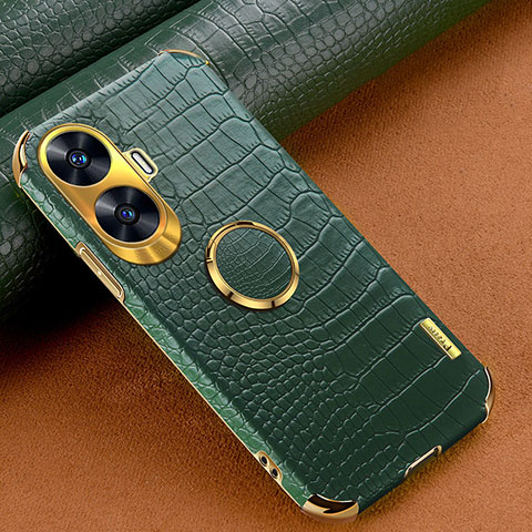 Coque Luxe Cuir Housse Etui XD2 pour Realme C55 Vert