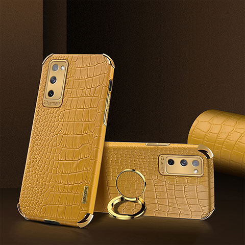 Coque Luxe Cuir Housse Etui XD2 pour Samsung Galaxy S20 Lite 5G Jaune