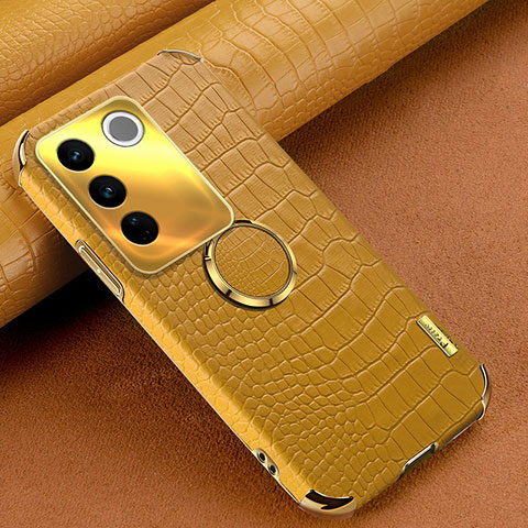 Coque Luxe Cuir Housse Etui XD2 pour Vivo V27 5G Jaune