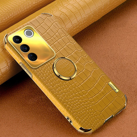 Coque Luxe Cuir Housse Etui XD2 pour Vivo V27e 5G Jaune