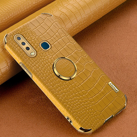 Coque Luxe Cuir Housse Etui XD2 pour Vivo Y17 Jaune