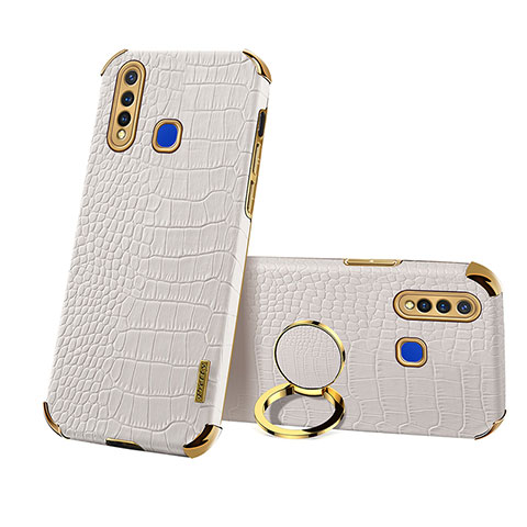 Coque Luxe Cuir Housse Etui XD2 pour Vivo Y19 Blanc