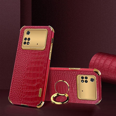 Coque Luxe Cuir Housse Etui XD2 pour Xiaomi Poco M4 Pro 4G Rouge