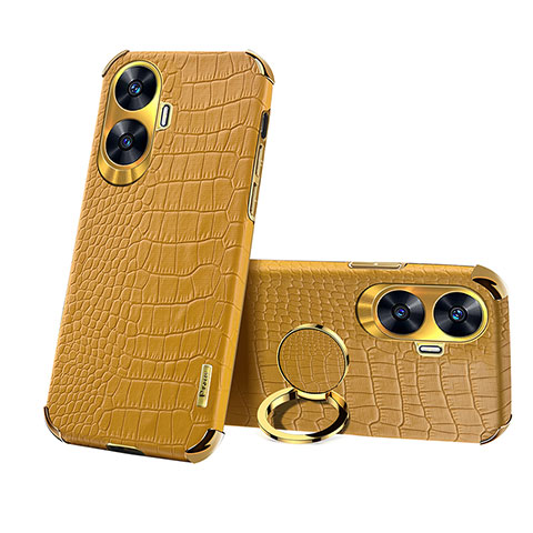 Coque Luxe Cuir Housse Etui XD3 pour Realme C55 Jaune