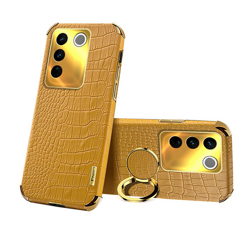 Coque Luxe Cuir Housse Etui XD3 pour Vivo V27 5G Jaune