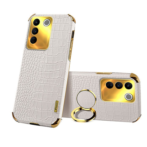 Coque Luxe Cuir Housse Etui XD3 pour Vivo V27e 5G Blanc