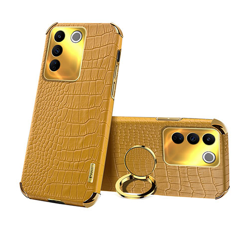 Coque Luxe Cuir Housse Etui XD3 pour Vivo V27e 5G Jaune