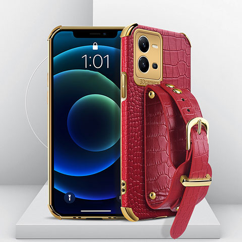 Coque Luxe Cuir Housse Etui XD3 pour Vivo X80 Lite 5G Rouge