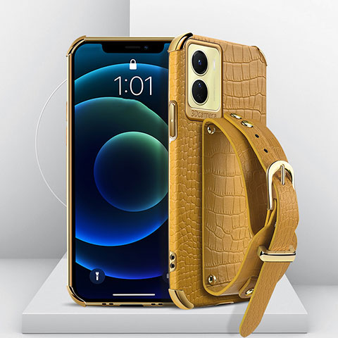 Coque Luxe Cuir Housse Etui XD3 pour Vivo Y16 Jaune