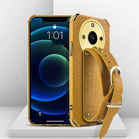 Coque Luxe Cuir Housse Etui XD4 pour Realme 11 Pro 5G Jaune