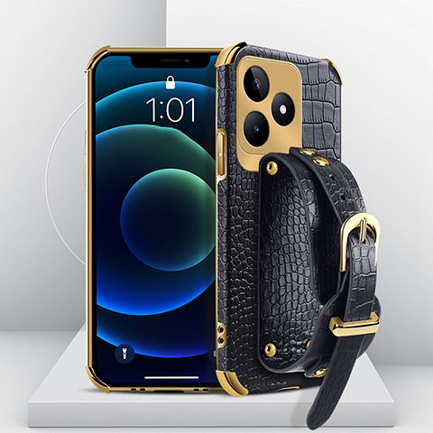 Coque Luxe Cuir Housse Etui XD4 pour Realme C53 Noir