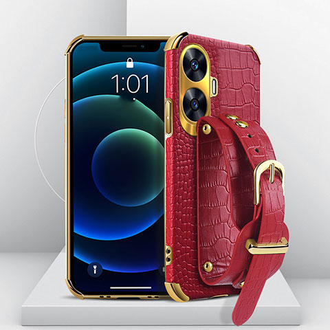 Coque Luxe Cuir Housse Etui XD4 pour Realme C55 Rouge