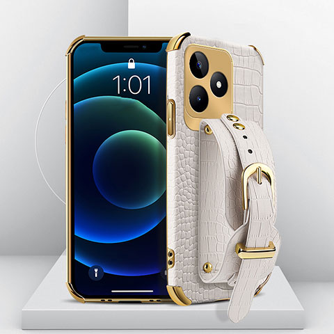 Coque Luxe Cuir Housse Etui XD4 pour Realme C67 Blanc