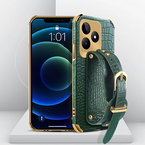 Coque Luxe Cuir Housse Etui XD4 pour Realme Narzo N53 Vert