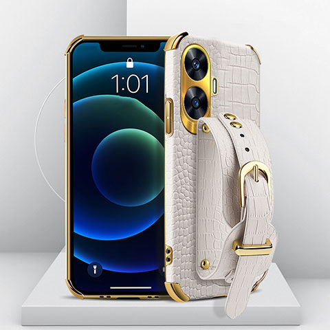 Coque Luxe Cuir Housse Etui XD4 pour Realme Narzo N55 Blanc