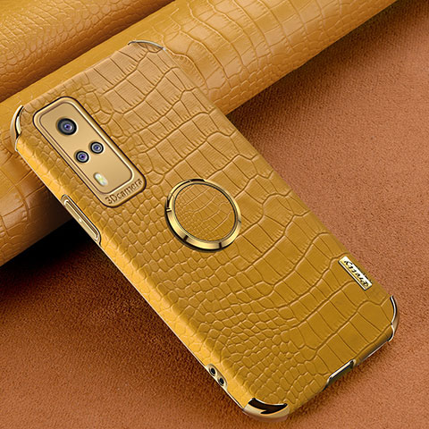 Coque Luxe Cuir Housse Etui XD4 pour Vivo Y51A Jaune