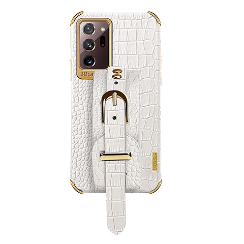 Coque Luxe Cuir Housse Etui XD5 pour Samsung Galaxy Note 20 Ultra 5G Blanc