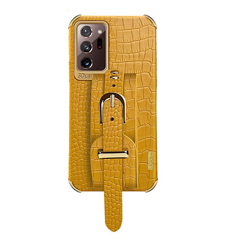 Coque Luxe Cuir Housse Etui XD5 pour Samsung Galaxy Note 20 Ultra 5G Jaune