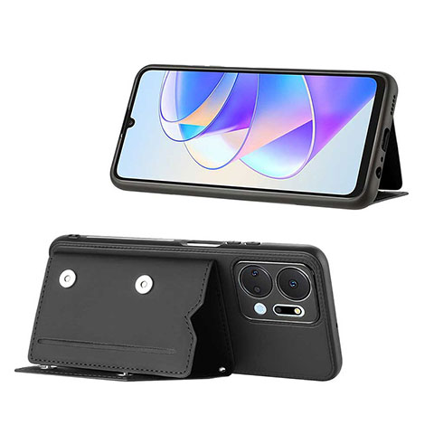 Coque Luxe Cuir Housse Etui Y01B pour Huawei Honor X7a Noir