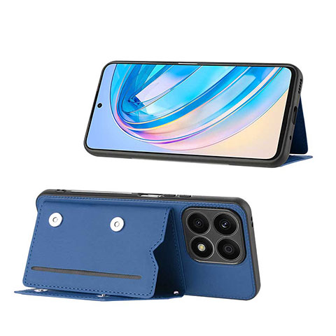 Coque Luxe Cuir Housse Etui Y01B pour Huawei Honor X8a 4G Bleu