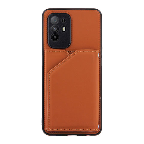 Coque Luxe Cuir Housse Etui Y01B pour Oppo F19 Pro+ Plus 5G Marron