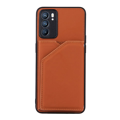 Coque Luxe Cuir Housse Etui Y01B pour Oppo Reno6 5G Marron