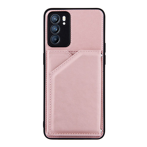 Coque Luxe Cuir Housse Etui Y01B pour Oppo Reno6 5G Or Rose